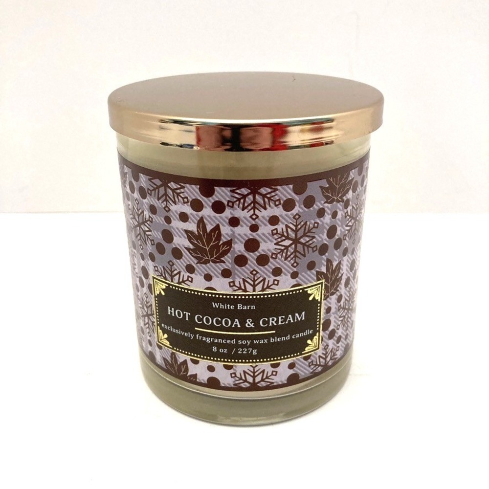 White Barn Bath & Body Works Hot Cocoa & Cream Single Wick Candle 8oz New